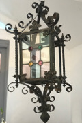 french antique iron leaded glass lantern